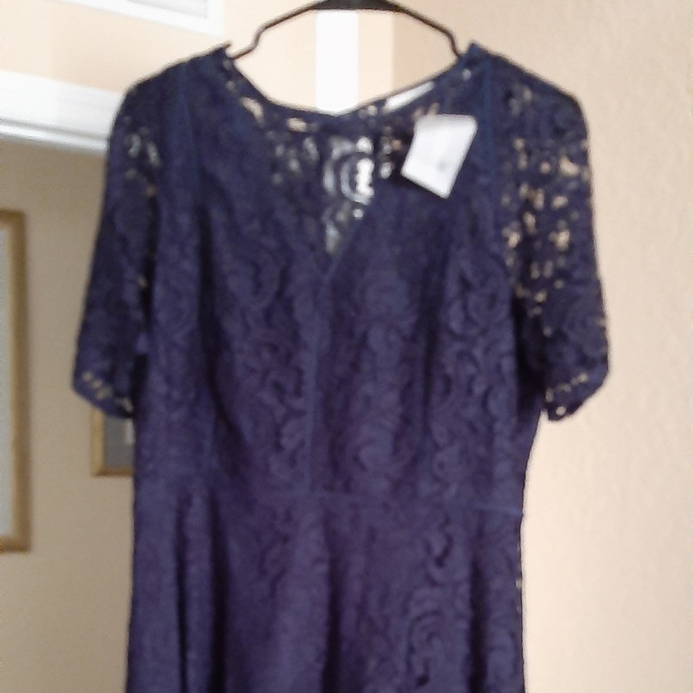 Beautiful Eva-Mendez Navy Blue lace dress.